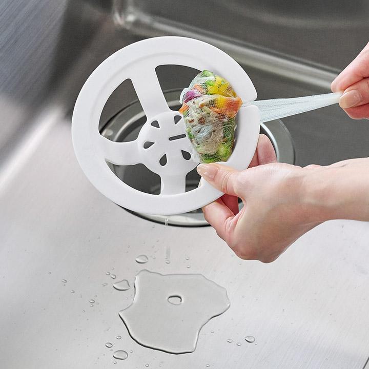 しぼれる 排水口ネットホルダー UKIUKI 排水溝ゴミ受け 排水溝プレート 蓋 | 