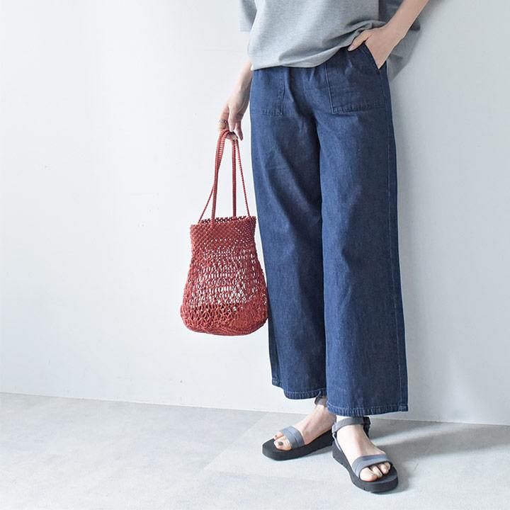 コットン100％のサラっとしたはき心地 リラックスワイドパンツ ライトデニムパンツ【7/4F追加】 |  | 19
