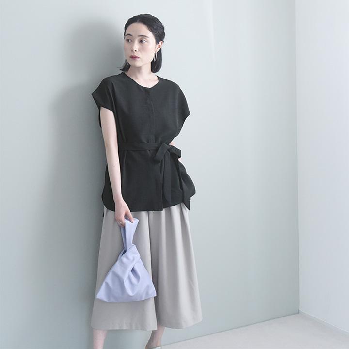 【さらさらリネンタッチ】ベルト付 2WAY ブラウス レディース 夏 半袖 オフィス uvカット 洗濯可 kauliina カウリーナ【9／16F追加】 |  | 17