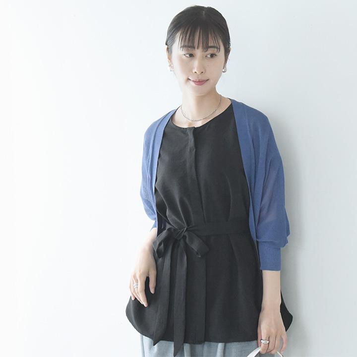 【さらさらリネンタッチ】ベルト付 2WAY ブラウス レディース 夏 半袖 オフィス uvカット 洗濯可 kauliina カウリーナ【9／16F追加】 |  | 07