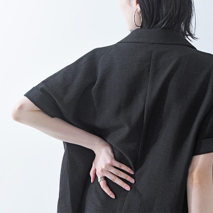 さらさら リネンタッチ】シャツ感覚で着られる 半袖 ジャケット