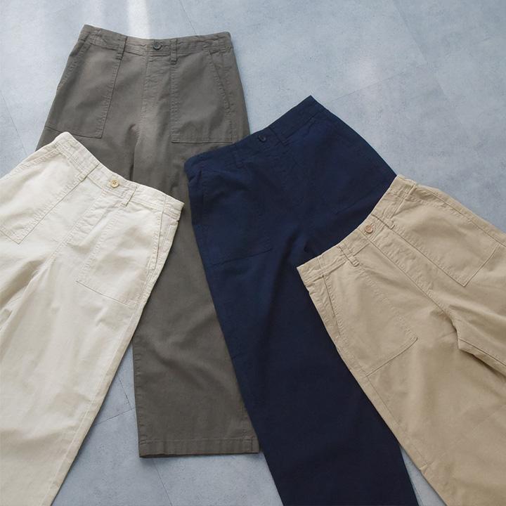 【楽ちんワイド】コットンリネン 軽いはき心地のベイカーパンツ ワイドパンツ【7／17F追加】 |  | 02
