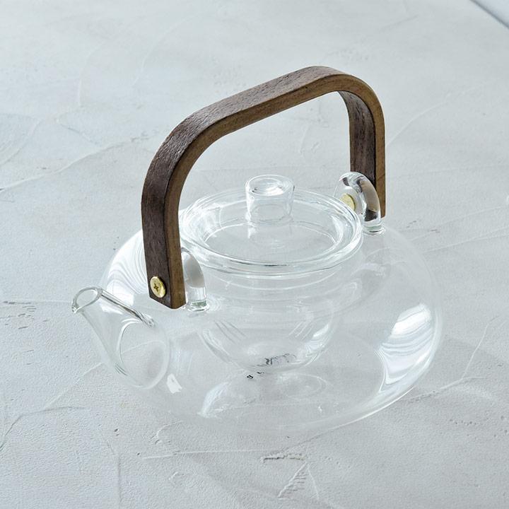 ティーポット 耐熱ガラス 天然木 770ml ポット 急須 ガラス おしゃれ
