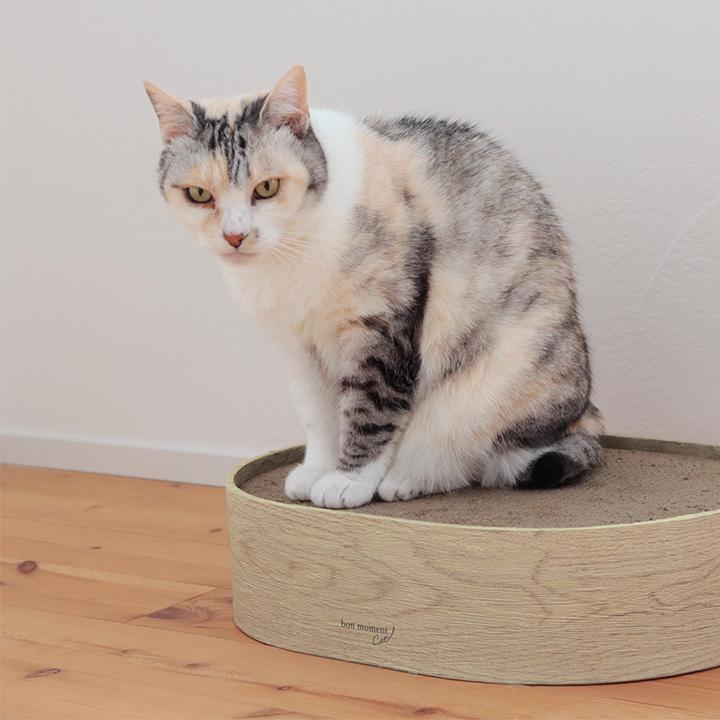 リビングに馴染む 木目調のオーバル 爪とぎ 3枚セット 爪研ぎ 猫 ダンボール bon moment cat ボンモマンキャット【送料無料】 | bon moment | 10