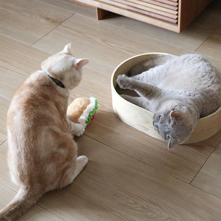 リビングに馴染む 木目調のオーバル 爪とぎ 3枚セット 爪研ぎ 猫 ダンボール bon moment cat ボンモマンキャット【送料無料】 | bon moment | 11