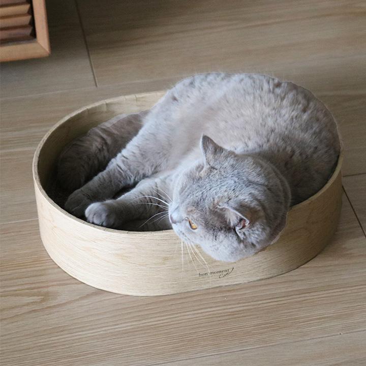 リビングに馴染む 木目調のオーバル 爪とぎ 3枚セット 爪研ぎ 猫 ダンボール bon moment cat ボンモマンキャット【送料無料】 | bon moment | 12