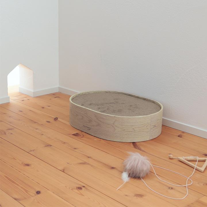 リビングに馴染む 木目調のオーバル 爪とぎ 3枚セット 爪研ぎ 猫 ダンボール bon moment cat ボンモマンキャット【送料無料】 | bon moment | 15