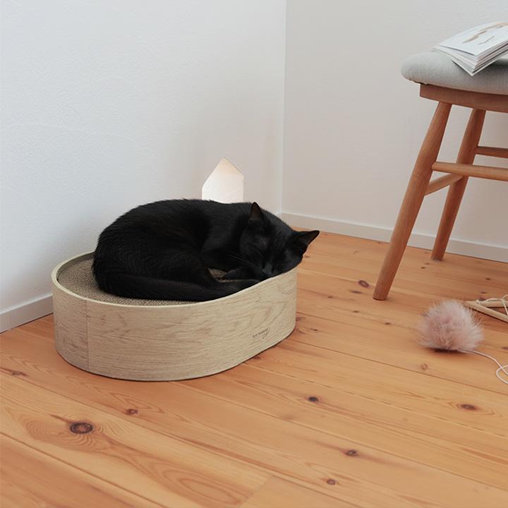 リビングに馴染む 木目調のオーバル 爪とぎ 3枚セット 爪研ぎ 猫 ダンボール bon moment cat ボンモマンキャット【送料無料】 | bon moment | 16