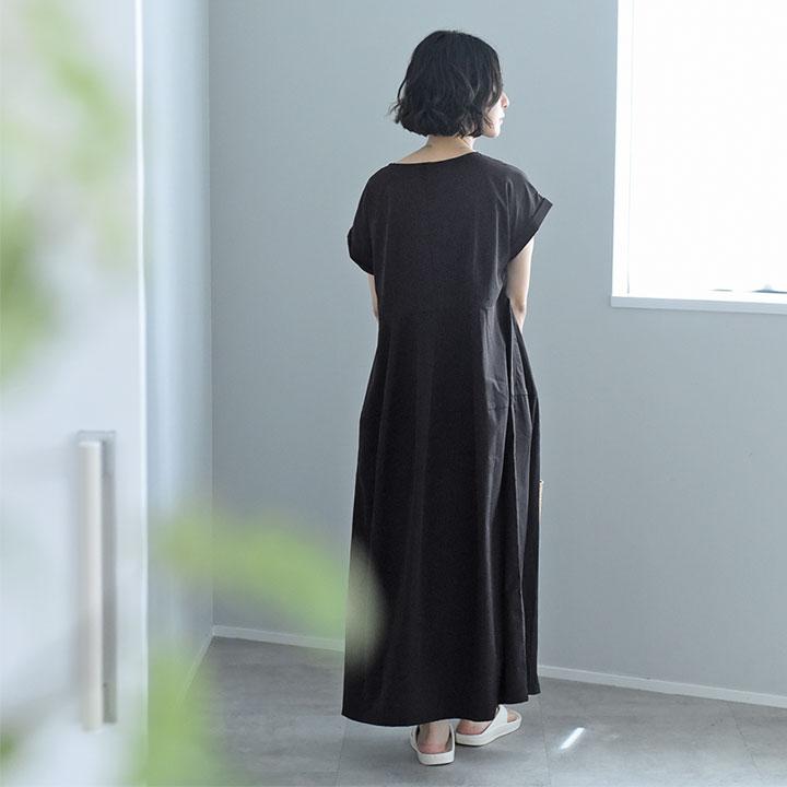 コクーン ワンピース レディース 夏 半袖 きれいめ 無地 ポケット