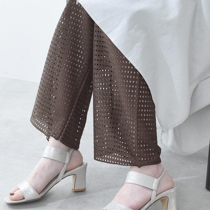 涼しく快適 レイヤードパンツ レース切替 メッシュ シアーワイドパンツ レディース 夏 kauliina カウリーナ【送料無料】 |  | 13