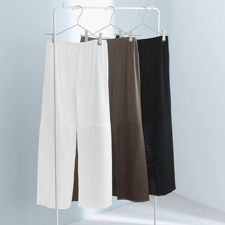 涼しく快適 レイヤードパンツ レース切替 メッシュ シアーワイドパンツ レディース 夏 kauliina カウリーナ【送料無料】 |  | 02