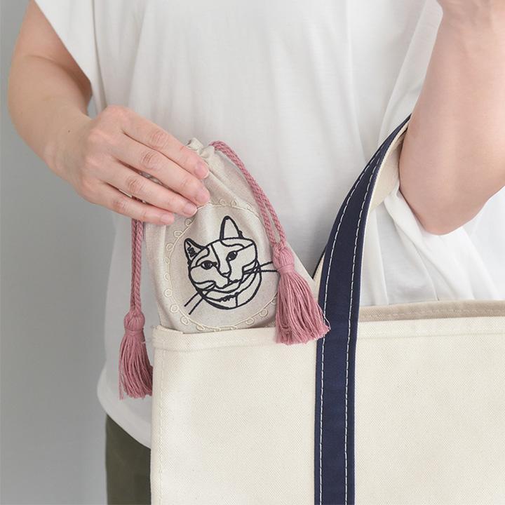 感謝価格 猫柄 バニティポーチ おやつ入れ ハンドメイド ポーチ 巾着