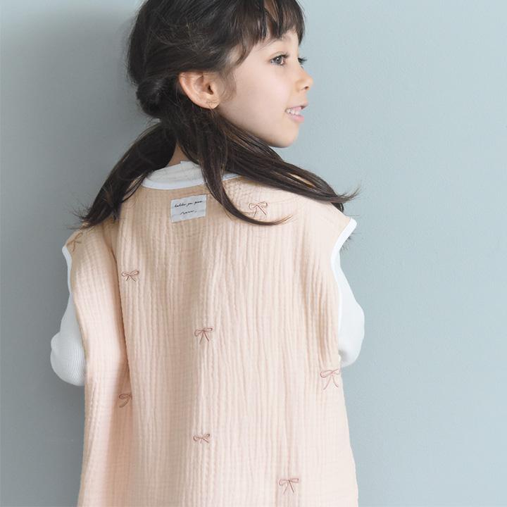 kukka ja puu（クッカヤプー） 総柄刺繍 スリーパー 6重ガーゼ 綿100