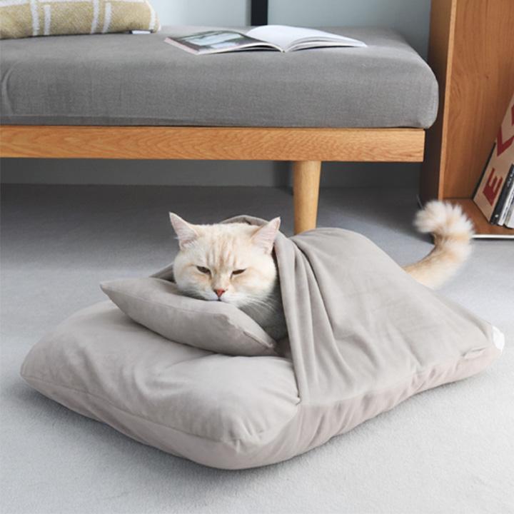 bon moment cat うっとりなめらかパフ カバーもマットも洗える 潜れる ペットベッド 47×57cm | bon moment | 16