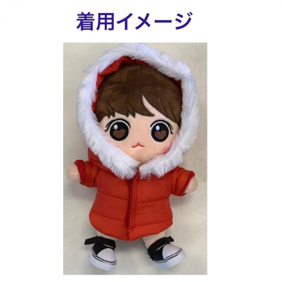 キャラクター ドール用 着せ替え服 フード付きダウン コート 赤