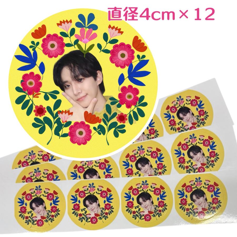 ジュノ 2PM 丸シール 直径4cm×12枚 切れ目付き ステッカー シール 韓流