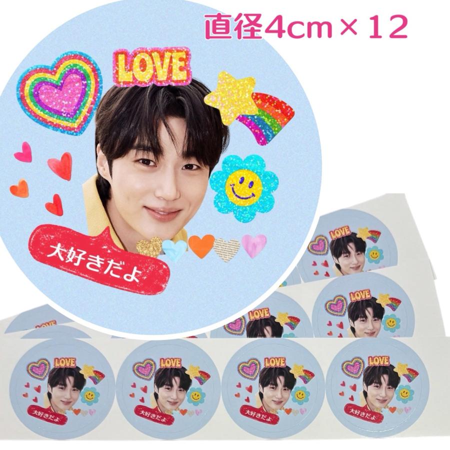 ビョンウソク 丸シール 直径4cm×12枚 切れ目付き ステッカー シール 韓