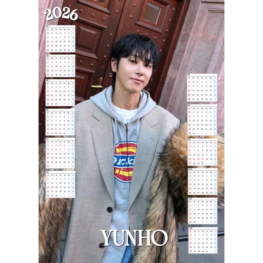 ユノ ユンホ TVXQ 東方神起 2026 ラミネート カレンダー A4サイズ 韓