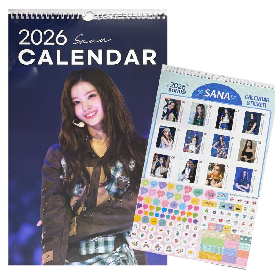 サナ TWICE トゥワイス 2026 壁掛け カレンダー ステッカー付 韓流