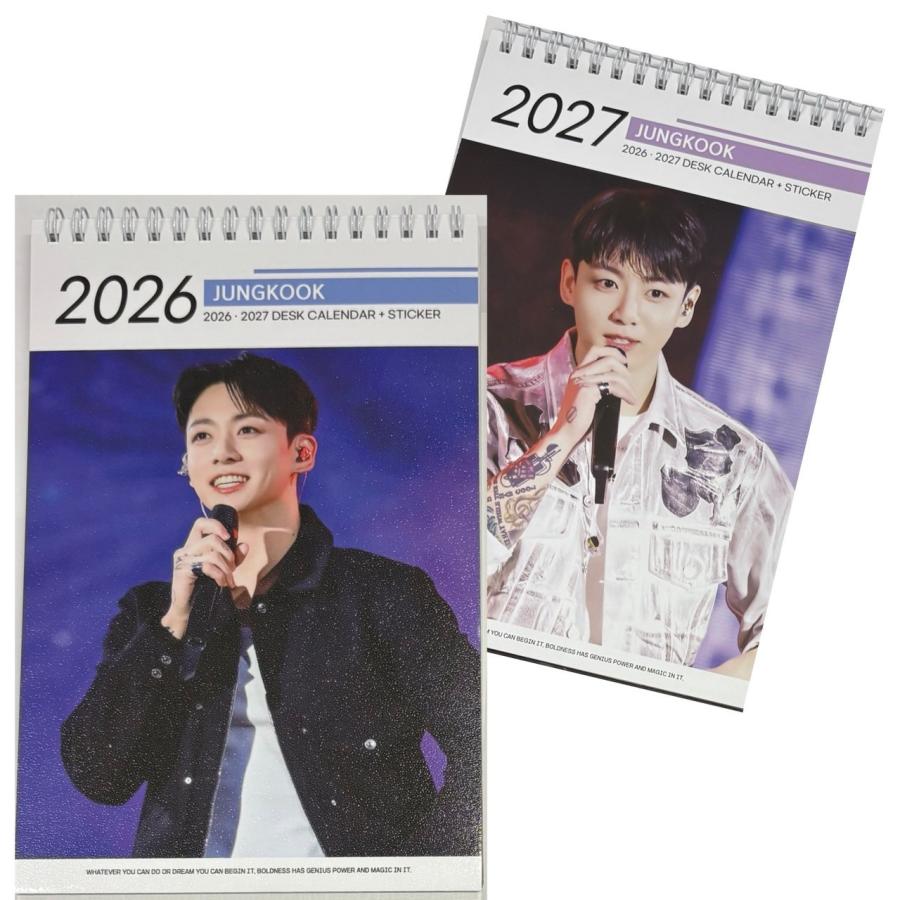 ジョングク BTS 2025 2026 卓上 カレンダー DESK CALENDAR ステッカー付 韓流 グッズ fx03746