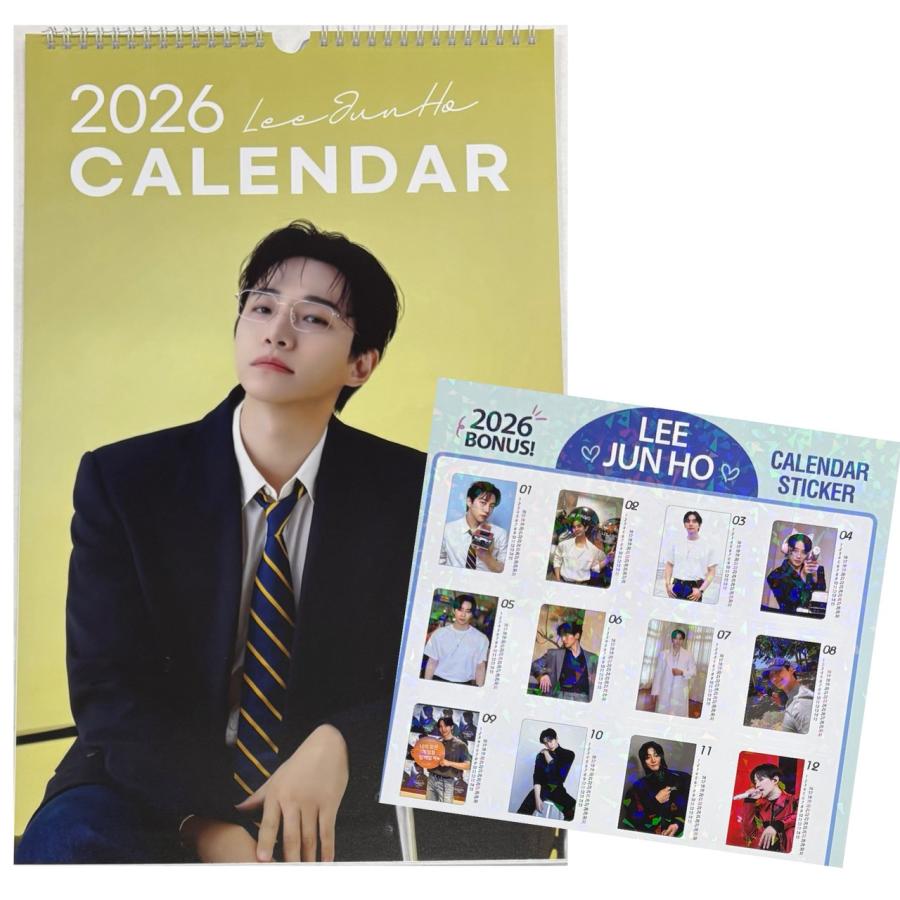 ジュノ 2PM 2026 壁掛け カレンダー ステッカー付 韓流 グッズ fx058-8