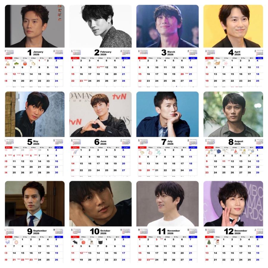 チソン 2026 フォトフレーム 卓上 カレンダー 韓流 グッズ fx092-0