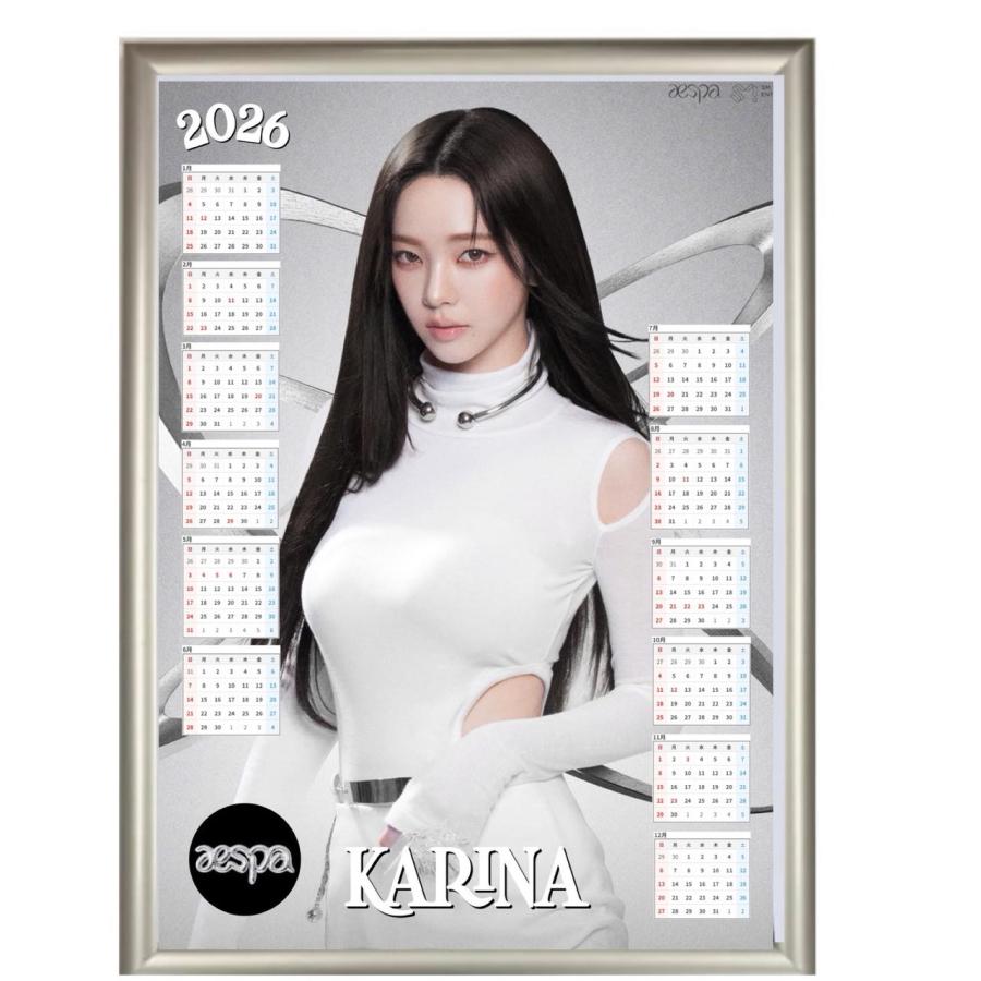 カリナ aespa エスパ 2026 A4 フォトフレーム付き 壁掛け カレンダー