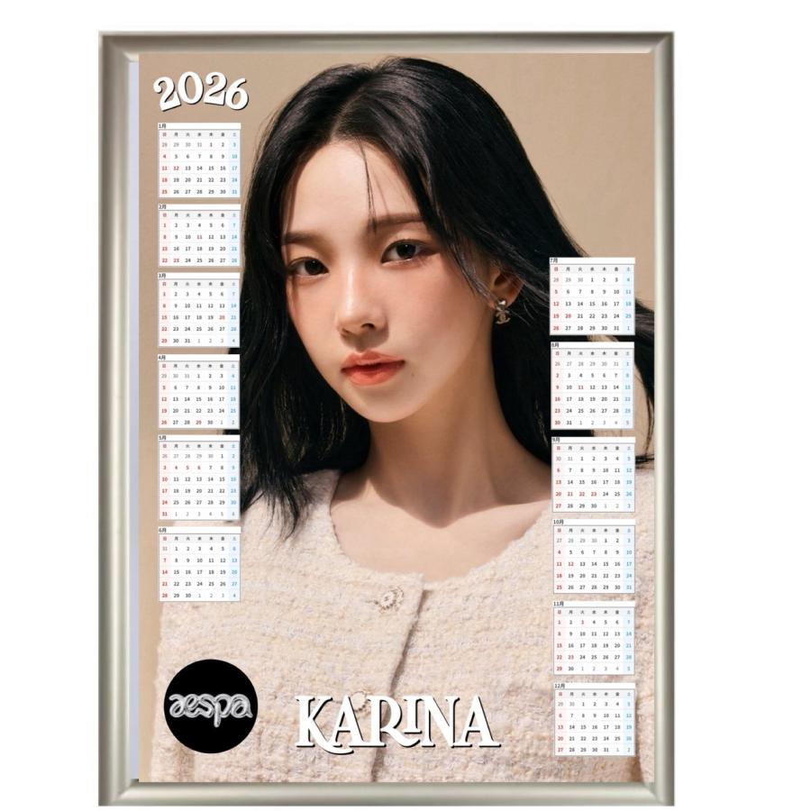 カリナ aespa エスパ 2026 A4 フォトフレーム付き 壁掛け カレンダー