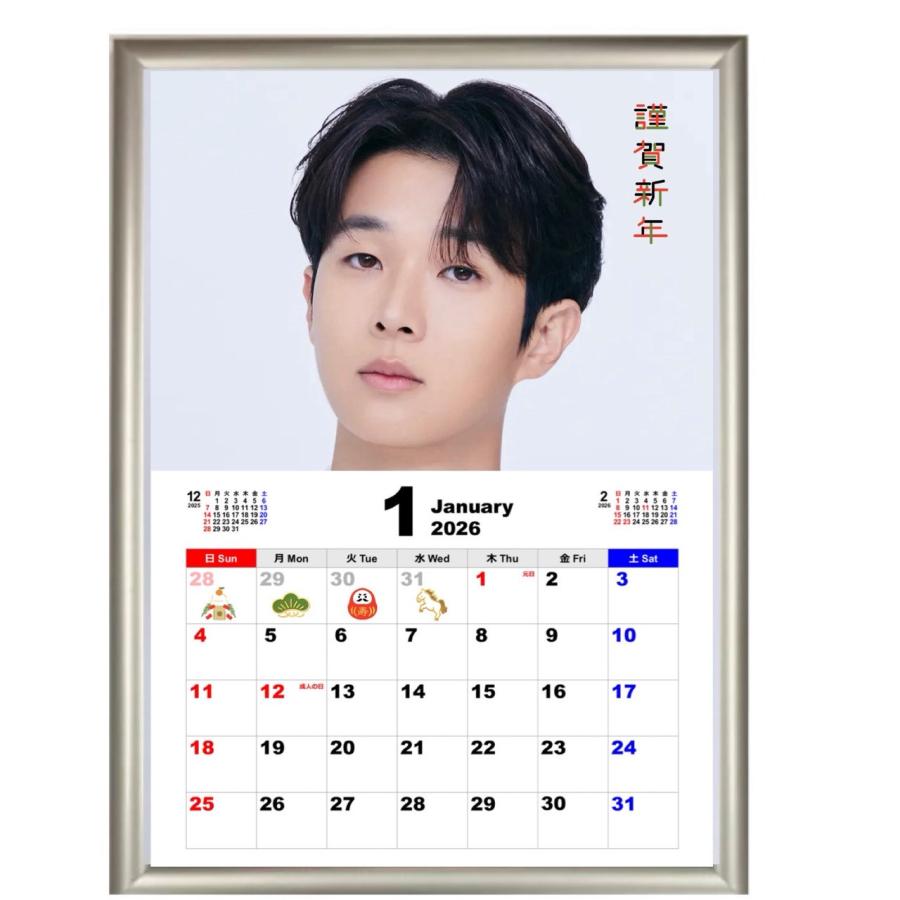 チェウシク 2026 A4 フォトフレーム付き 壁掛け カレンダー 韓流