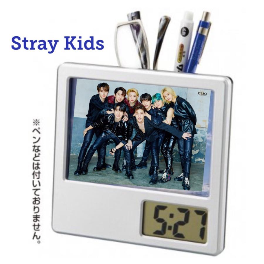 ヒョンジン　スキズ　愛用　置き時計 ヒョンジン Straykids ストレイキッズ スキズ 写真入り ペン立て