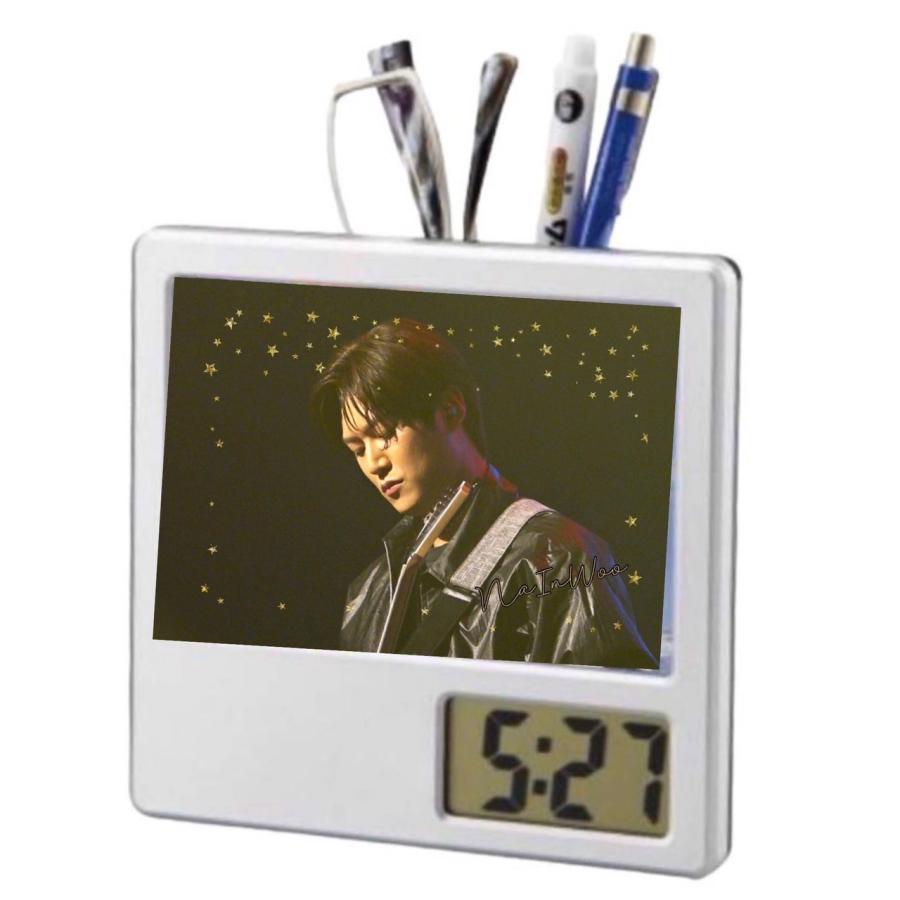 ナイヌ 写真入り ペン立て付き 置き時計 時計 フォトフレーム 韓流