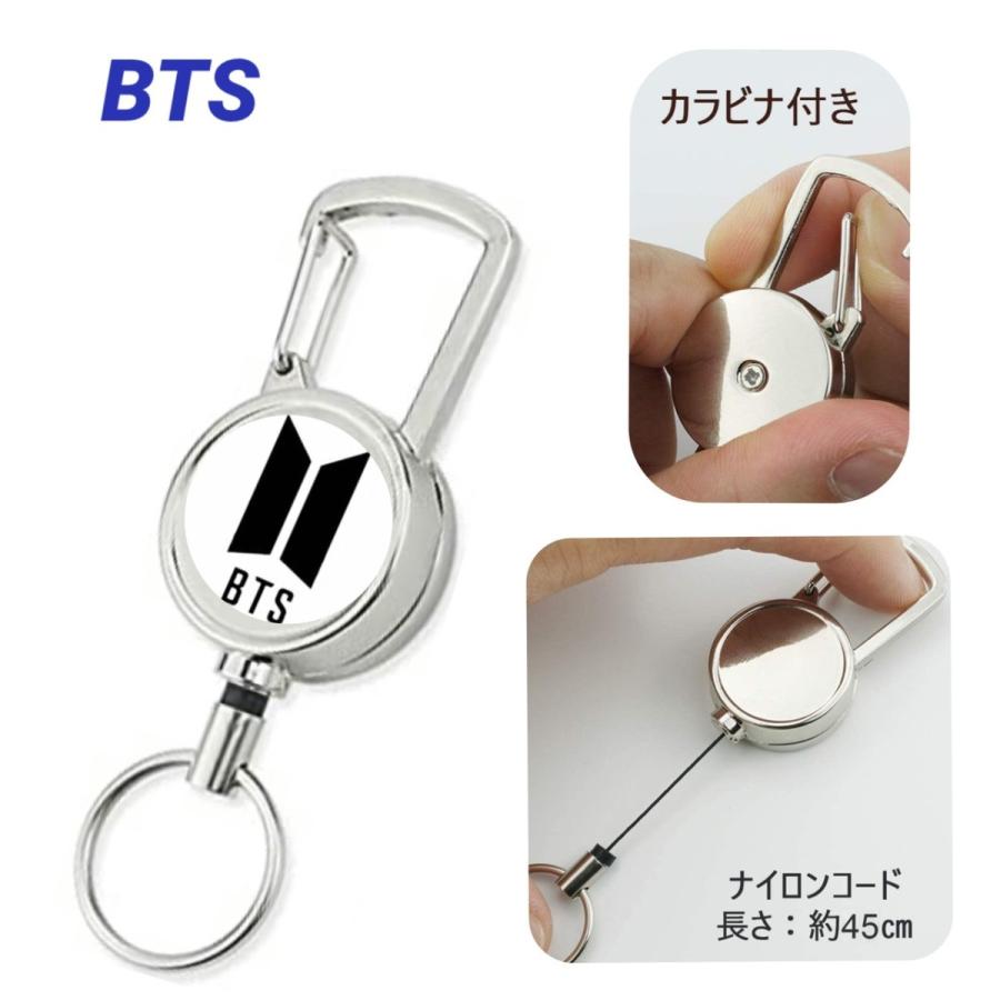 防弾少年団 BTS カラビナ付き キーリール キーホルダー キーリング 伸びる 伸縮 韓流 グッズ sb001-1 :sb001-1:アンジーソウル 通販 ドラゴンクエストグッズ/カラビナ