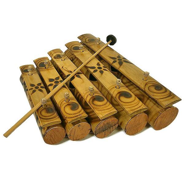 バンブーの竹琴(ガムラン) 焼き模様 5連 アジアン雑貨 バリ雑貨 アジア