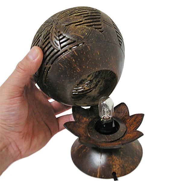 ココナッツのアートランプ 丸型 椰子の木 [直径約15cm] テーブル