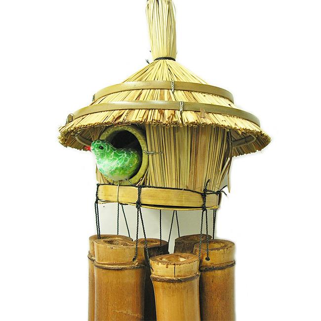 現品限り・小鳥付き】バンブー 風鈴 ウィンドチャイム 竹ベル40cm