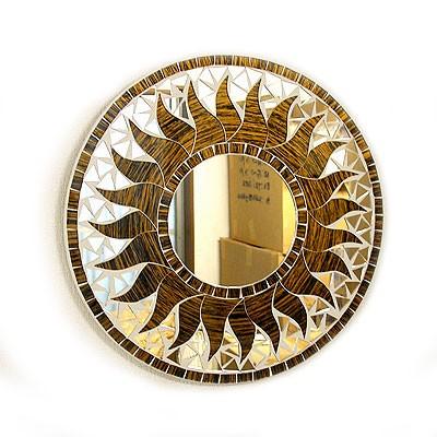 大きいサイズ！バリ　アジアン　レリーフ　壁掛けミラー　鏡 アジアン バリ風 鏡 壁掛け 丸型 ミラー ウォールミラー 木製 ウッド