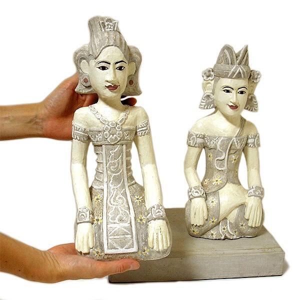 現品限り】 木彫り ロロブロニョ人形 男女 ペア セット