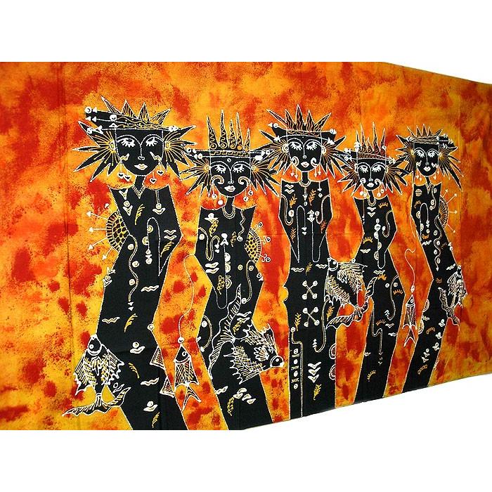 現代アートバティック 横 L 『豊漁の女神』 [144x88cm] アジアン雑貨