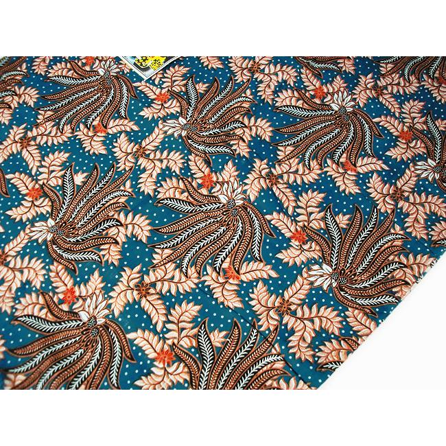 バティック ソロ ジャワ 更紗 プリント ブルー系 花柄 アジアン布