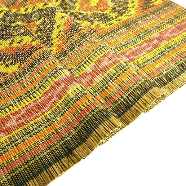 12枚 ラタン風すだれ ビニール すだれ 88x112cm アジアン 雑貨 イカットのすだれ 簾 ワイド 茶・黄色・オレンジ系 [45x160cm