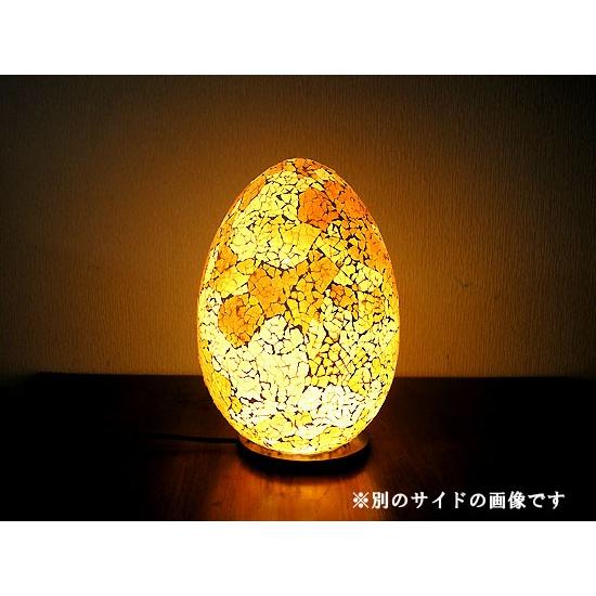 アジアン モザイクのアートランプ 卵型 [H.約30cm] 白・ゴールド系