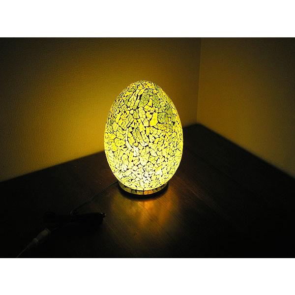 アジアン モザイクのアートランプ 卵型 [H.約30cm] 黄・黄緑系