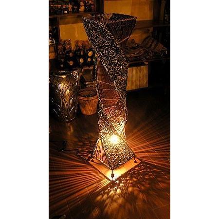 ラタン アタ ツイスト ランプ ブラウン 茶 H.100cm アジアン バリ タイ