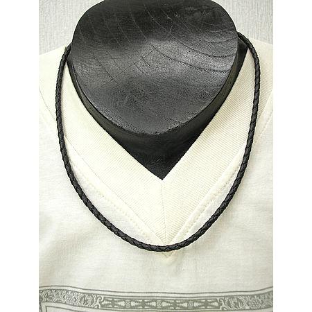 チョーカー 革ひも ブラック 編み込みタイプ 50cm 合皮 ネックレス アジアン雑貨 バリ雑貨 革紐 アクセサリー ファッション ゆうパケット対応 宅配便送料無料