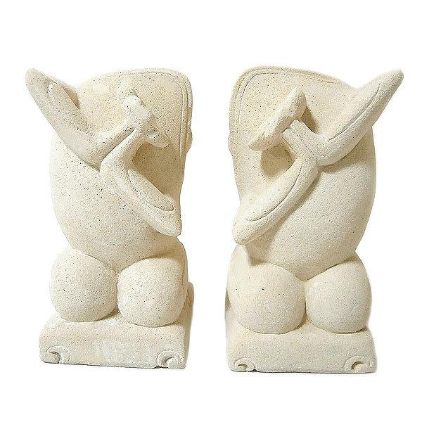 砂岩 彫像 お祈り カエル カップル 2体セット [H.20m] サンドストーン