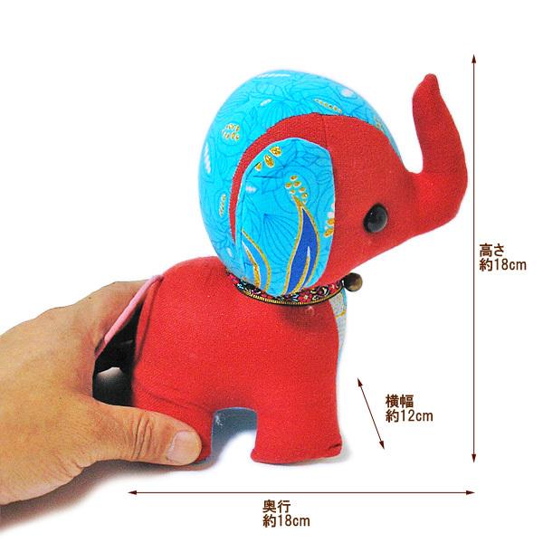 エスニック柄 ゾウさんのぬいぐるみ Red ゾウ おしゃれな 手作り
