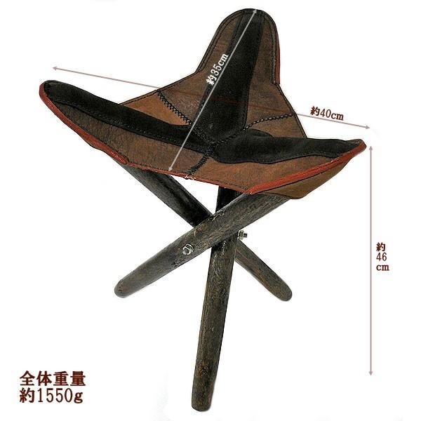 レザー三角椅子 鷲の彫刻付き