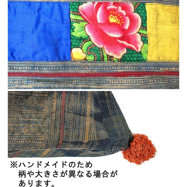 布製 モン族 手作りパッチワーク 三角ショルダーバッグ グレー系
