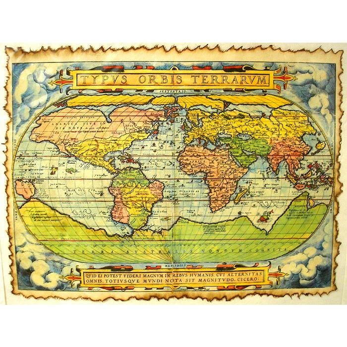 大航海時代の古い地図 海図 星座 プリント 地球編 [50cmx40cm] 現品