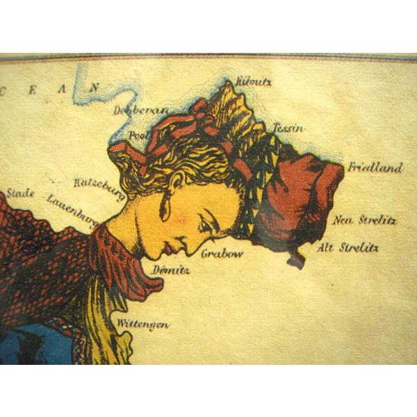 大航海時代の古い地図 海図 星座 プリント ドイツと女性編 [40cmx50cm